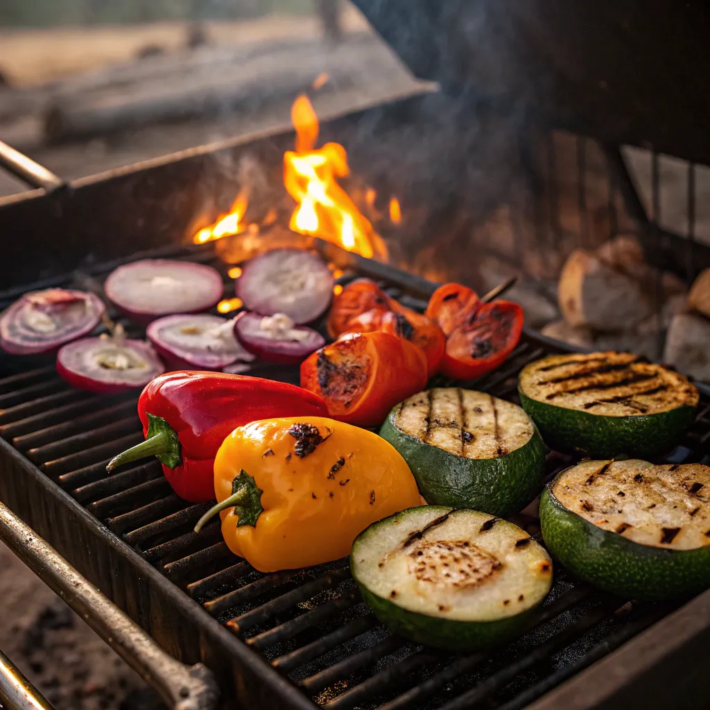 Grilled vegetables on an open fire